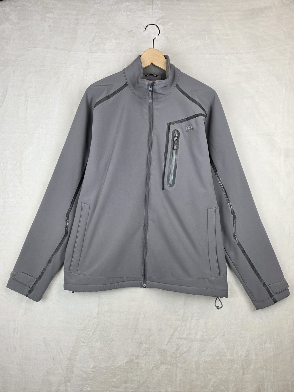 Helly Hansen Softshell Jacket Mens L Gray Full Zip Water Resistant Fleece